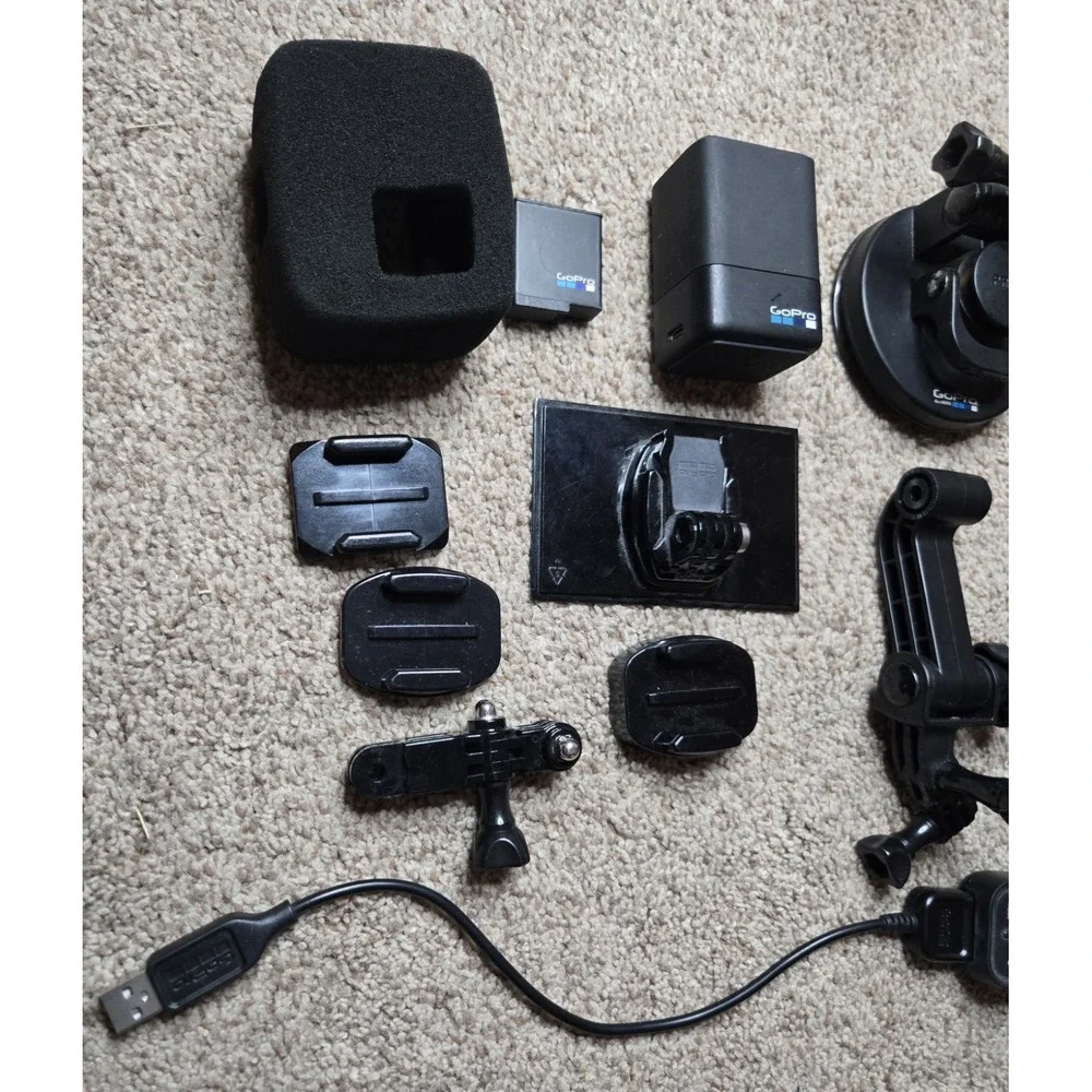 GoPro Accessory Bundle Black with Mounts, Remote, Battery, Charger, Pole, USB